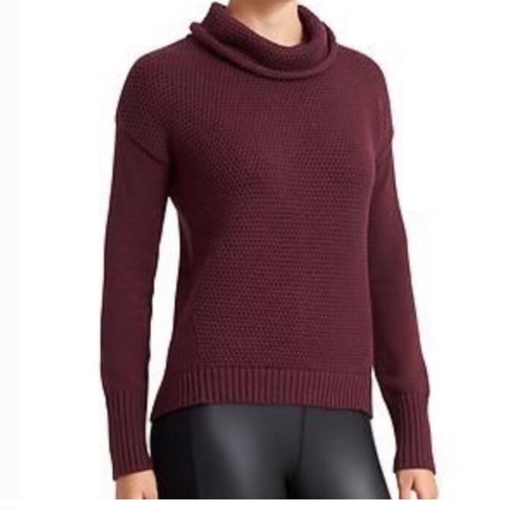 Athleta Sweater Turtleneck Breckenridge Maroon Chunky Knit Comfy Office Autumn